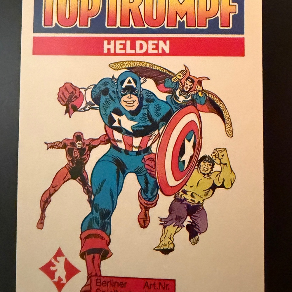 Waddingtons Super Top Trumpf Marvel Heroes card game from 1988